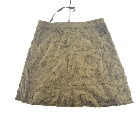 Max Studio A-Line Cotton Skirt size Medium Army Green Stretch Pull On - Picture 5 of 5